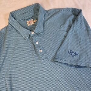 Faherty Short Sleeve Movement Pique Polo Shirt 2X Blue Stripe Revere Golf Vegas